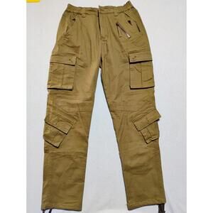 Women's Size 6  Olive Green Cargo Pants Elastic Waist 9 Pockets Drawstring Hem